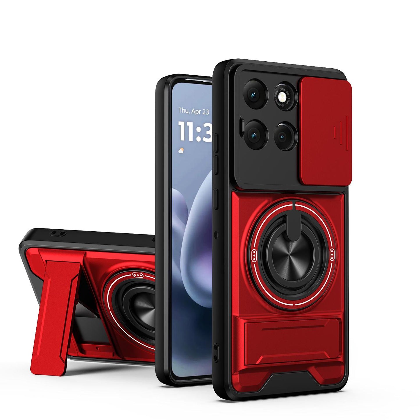 Motorola Moto G86 Power 5G Multifunctional Magnetic Shockproof Phone Case with Sliding Lens Window Stand Cover