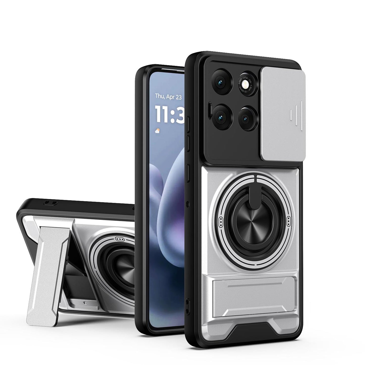 Motorola Moto G86 Power 5G Multifunctional Magnetic Shockproof Phone Case with Sliding Lens Window Stand Cover