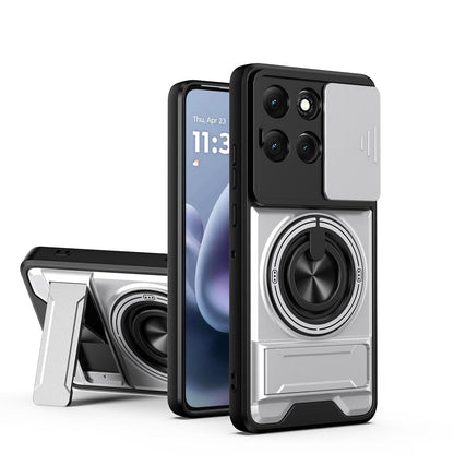 Motorola Moto G86 Power 5G Multifunctional Magnetic Shockproof Phone Case with Sliding Lens Window Stand Cover
