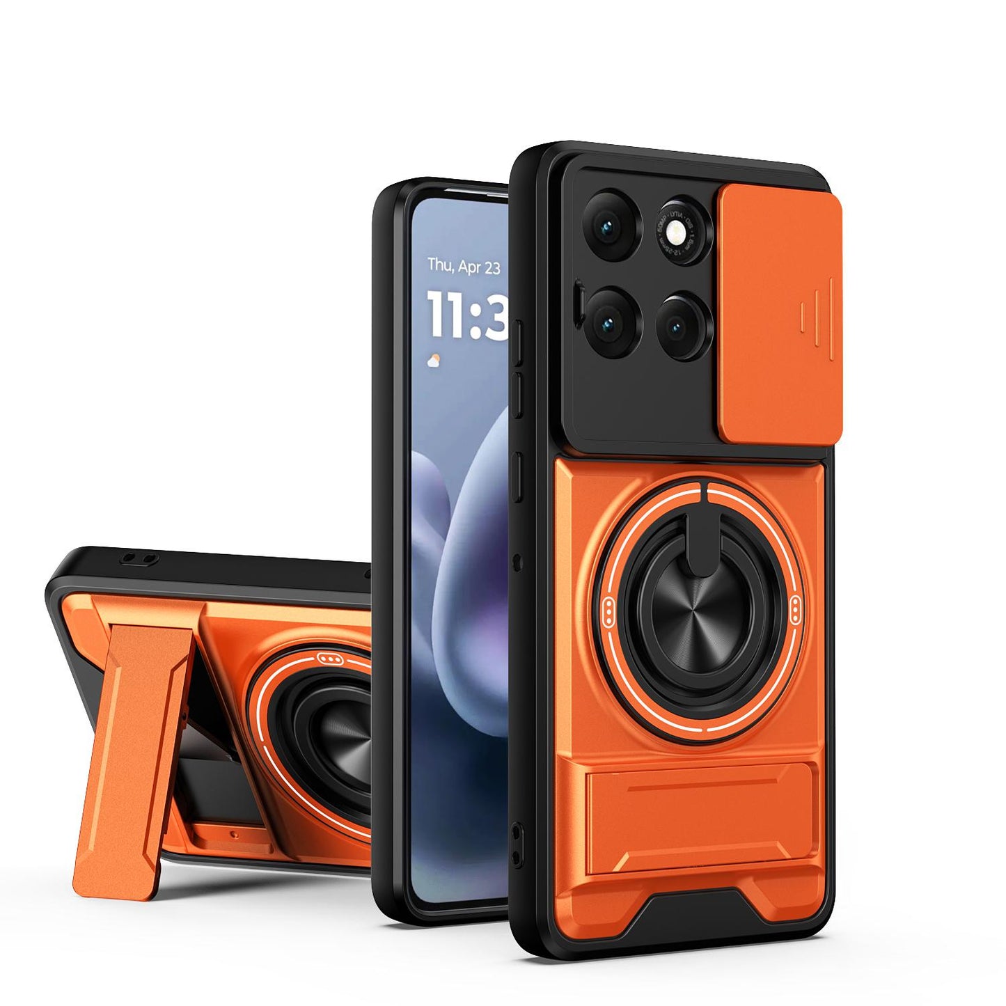 Motorola Moto G86 Power 5G Multifunctional Magnetic Shockproof Phone Case with Sliding Lens Window Stand Cover