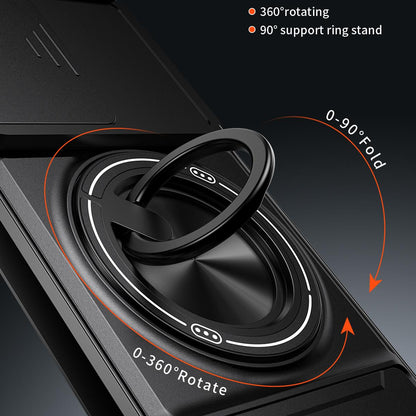 Motorola Edge 40 Neo 5G Multifunctional Magnetic Shockproof Phone Case with Sliding Lens Window Stand Cover