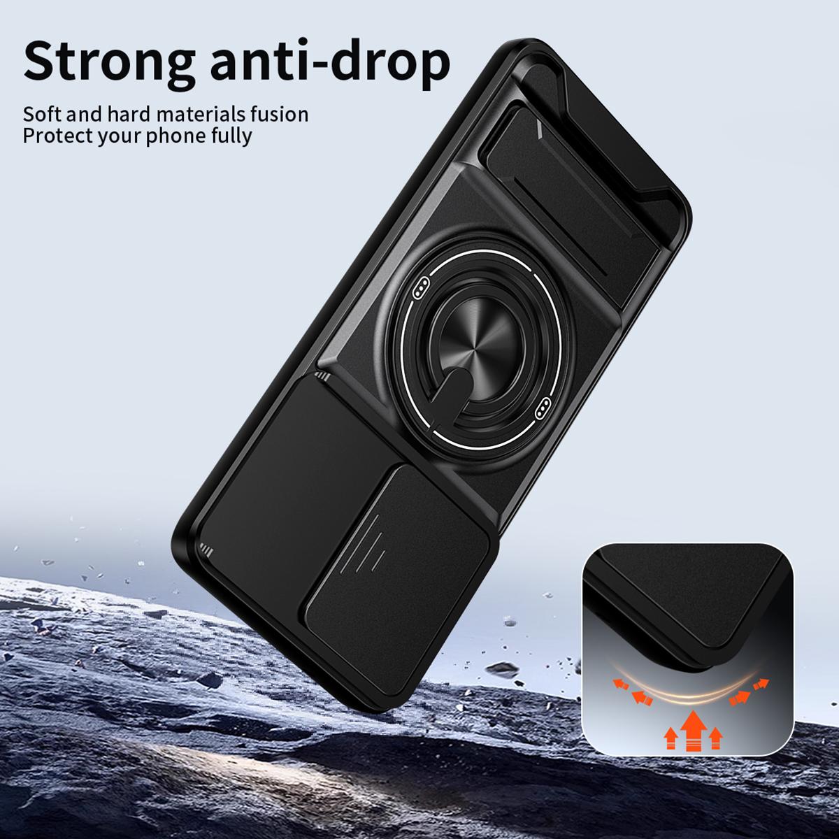 Motorola Edge 40 Neo 5G Multifunctional Magnetic Shockproof Phone Case with Sliding Lens Window Stand Cover