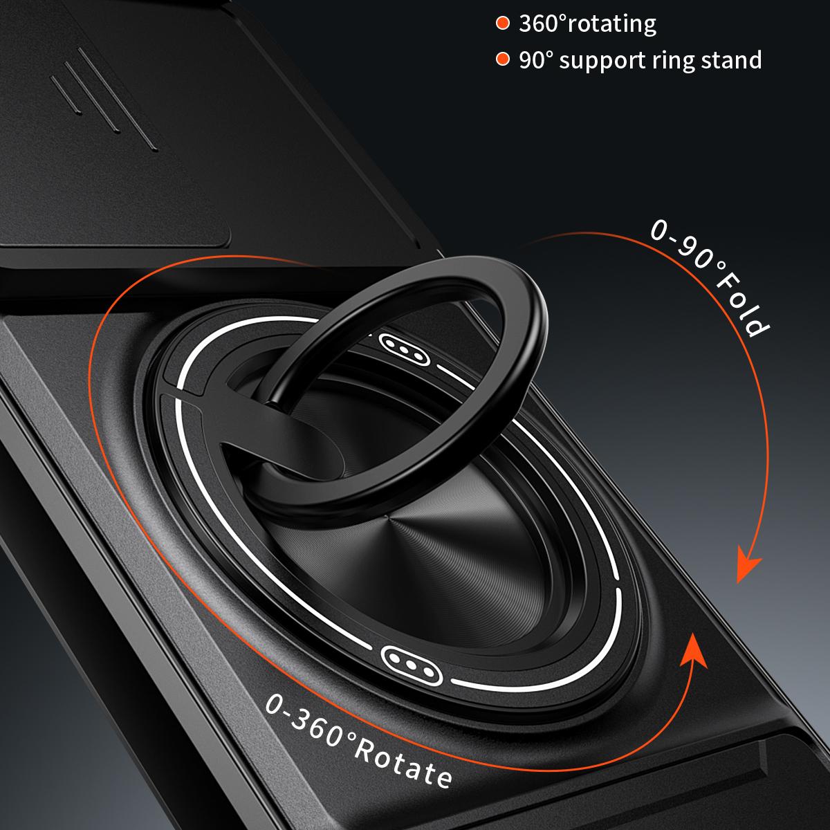 Motorola Edge 40 Neo 5G Multifunctional Magnetic Shockproof Phone Case with Sliding Lens Window Stand Cover