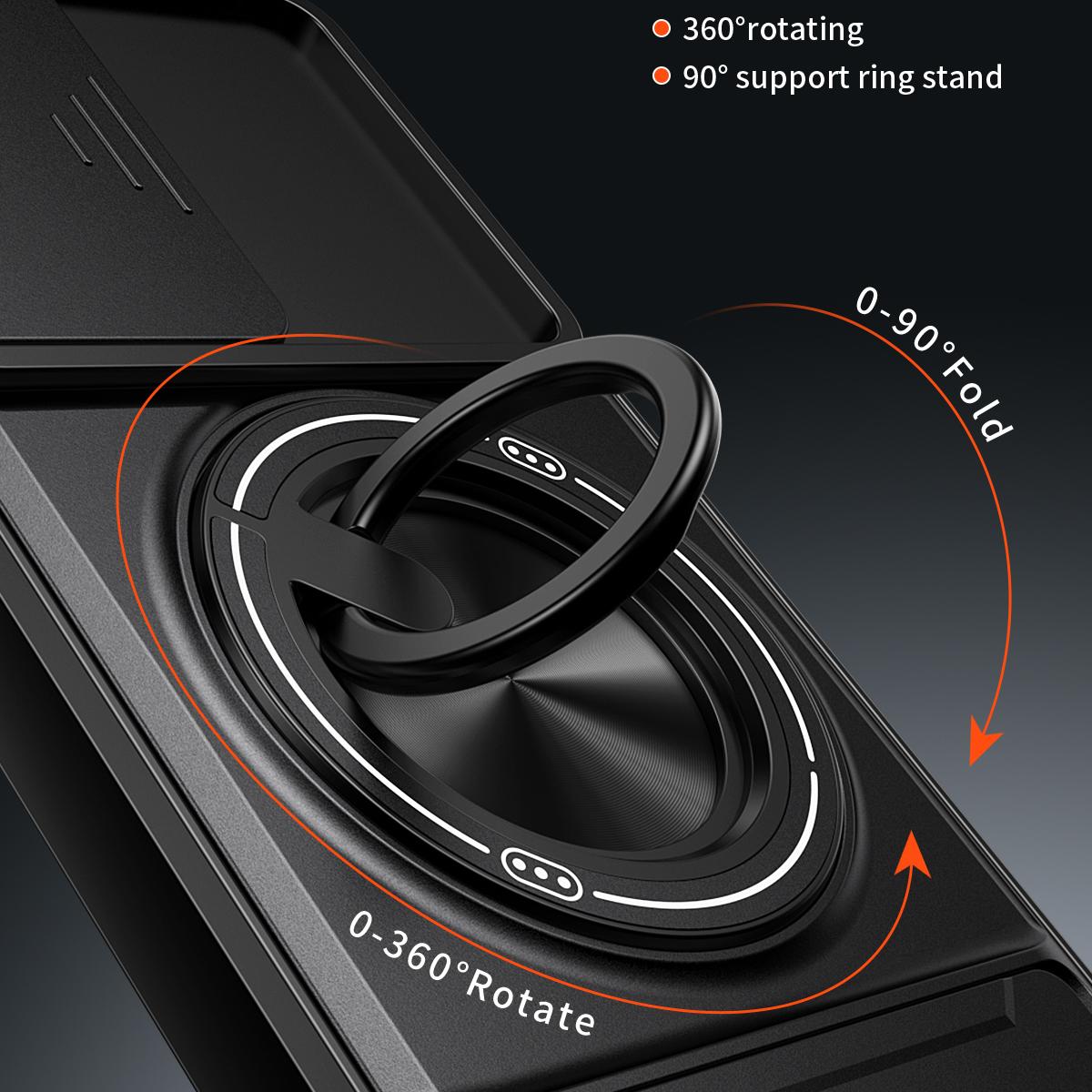 Motorola Moto G53 5G Multifunctional Magnetic Shockproof Phone Case with Sliding Lens Window Stand Cover