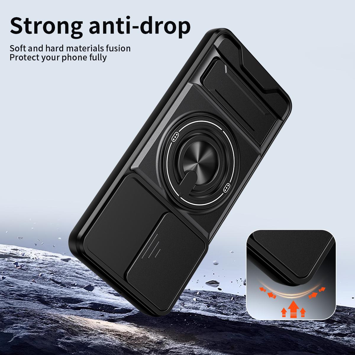 Motorola Moto G73 5G Multifunctional Magnetic Shockproof Phone Case with Sliding Lens Window Stand Cover