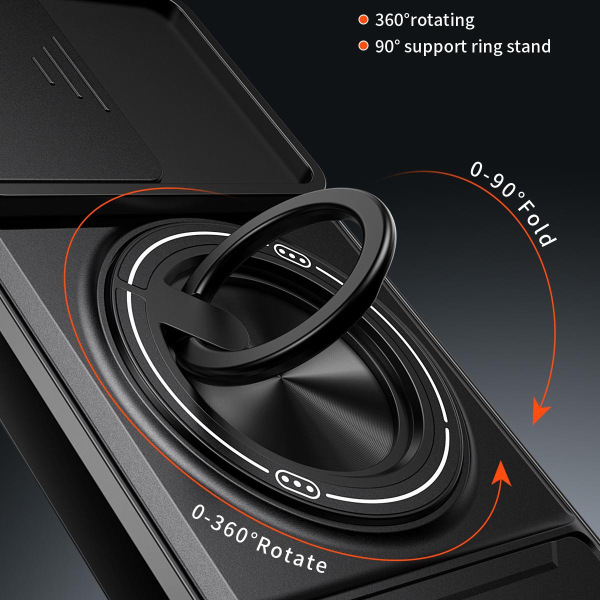 Motorola Moto G73 5G Multifunctional Magnetic Shockproof Phone Case with Sliding Lens Window Stand Cover