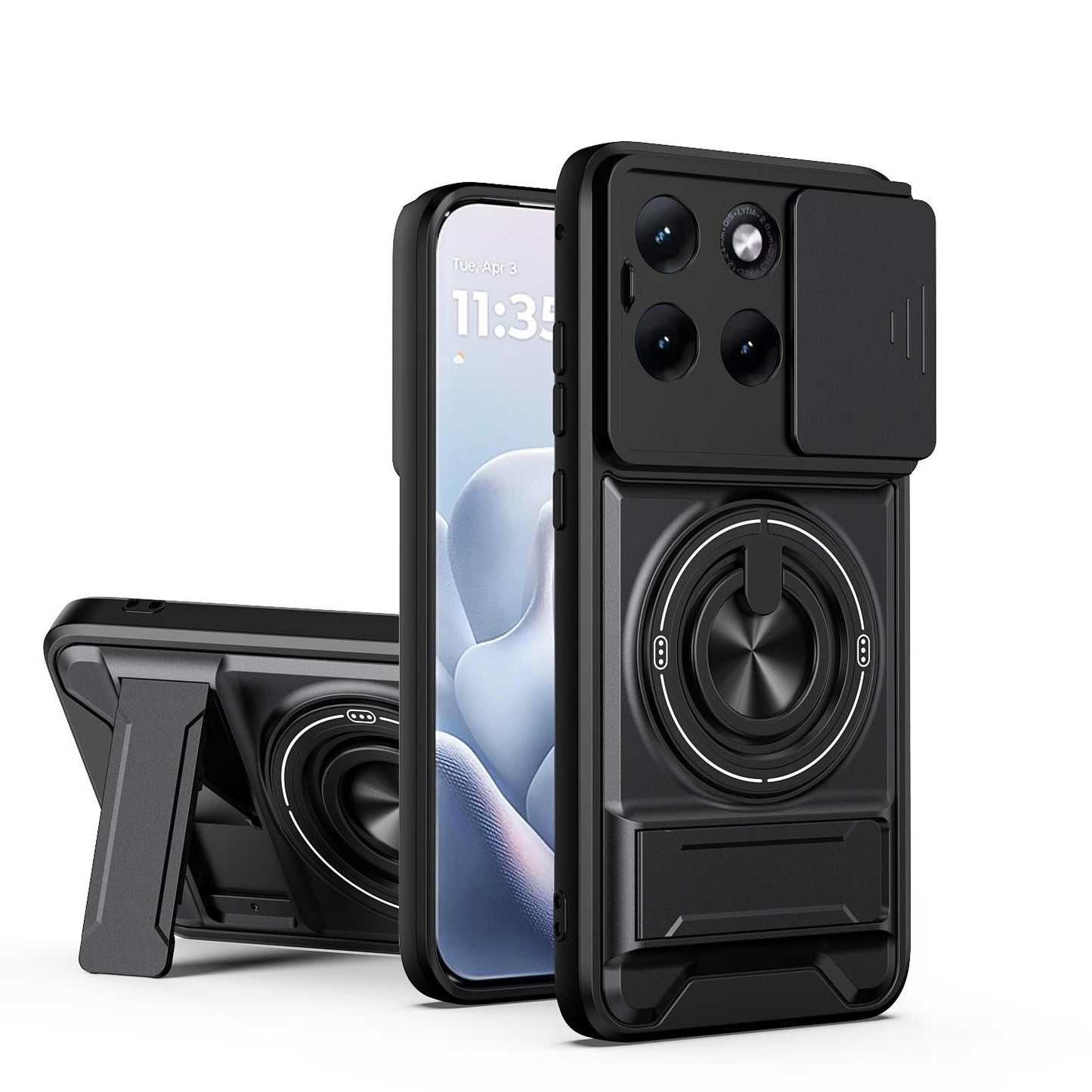 Motorola Edge 70 Fusion 5G Multifunctional Magnetic Shockproof Phone Case with Sliding Lens Window Stand Cover