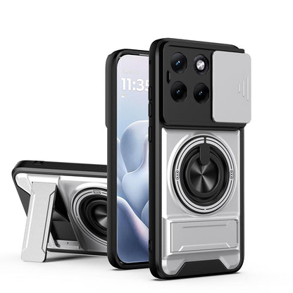 Motorola Edge 70 Fusion 5G Multifunctional Magnetic Shockproof Phone Case with Sliding Lens Window Stand Cover