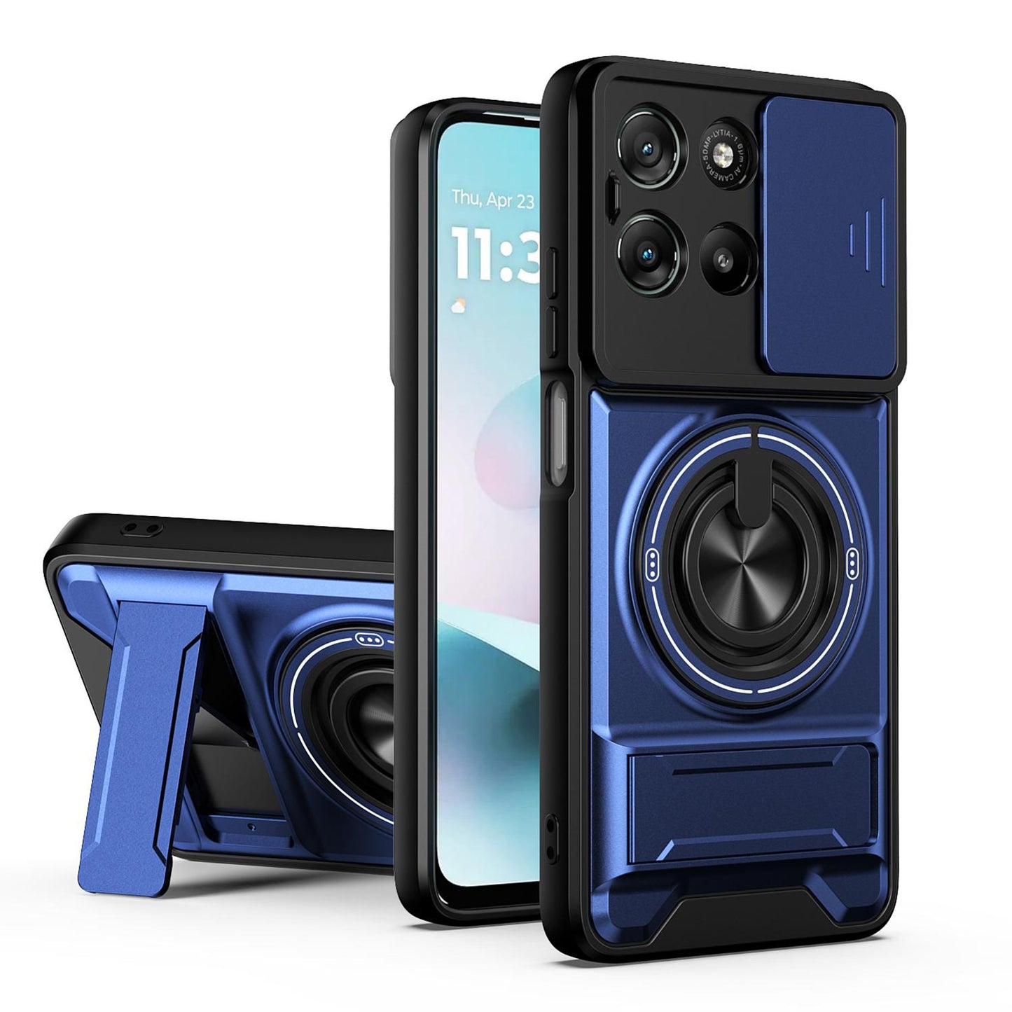 Motorola Moto G67 Power 5G Multifunctional Magnetic Shockproof Phone Case with Sliding Lens Window Stand Cover