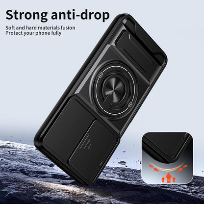 Motorola Moto G67 Power 5G Multifunctional Magnetic Shockproof Phone Case with Sliding Lens Window Stand Cover