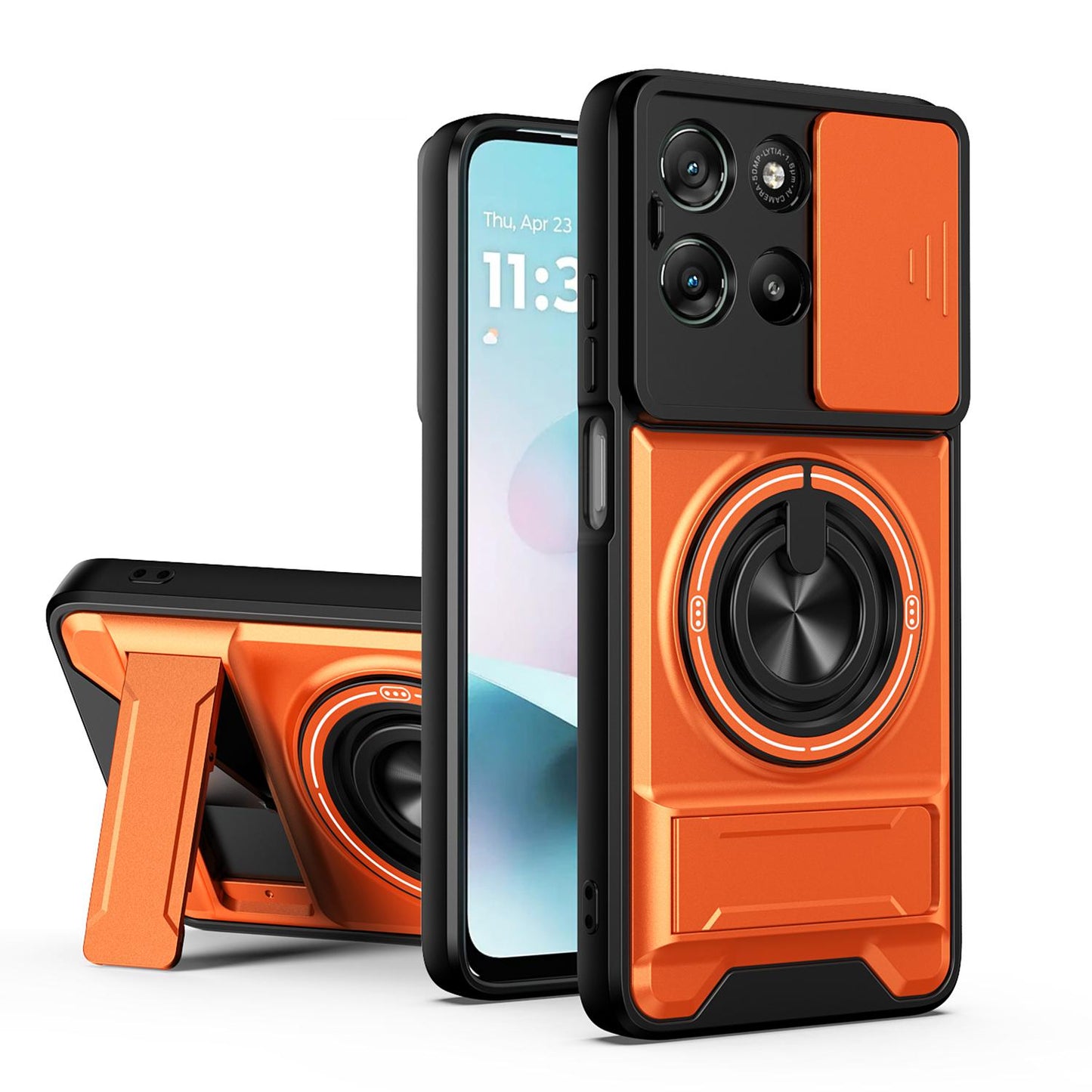 Motorola Moto G67 Power 5G Multifunctional Magnetic Shockproof Phone Case with Sliding Lens Window Stand Cover