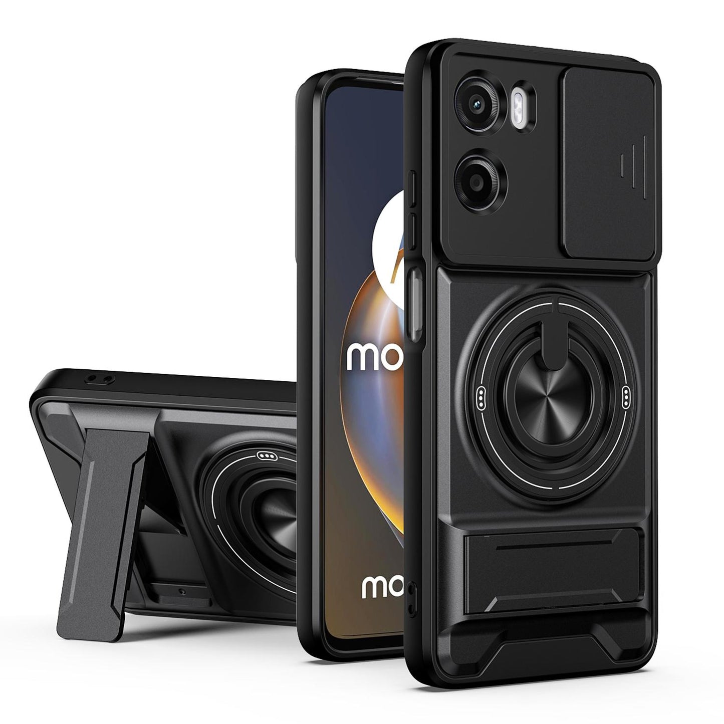 Motorola Moto G05 4G Multifunctional Magnetic Shockproof Phone Case with Sliding Lens Window Stand Cover