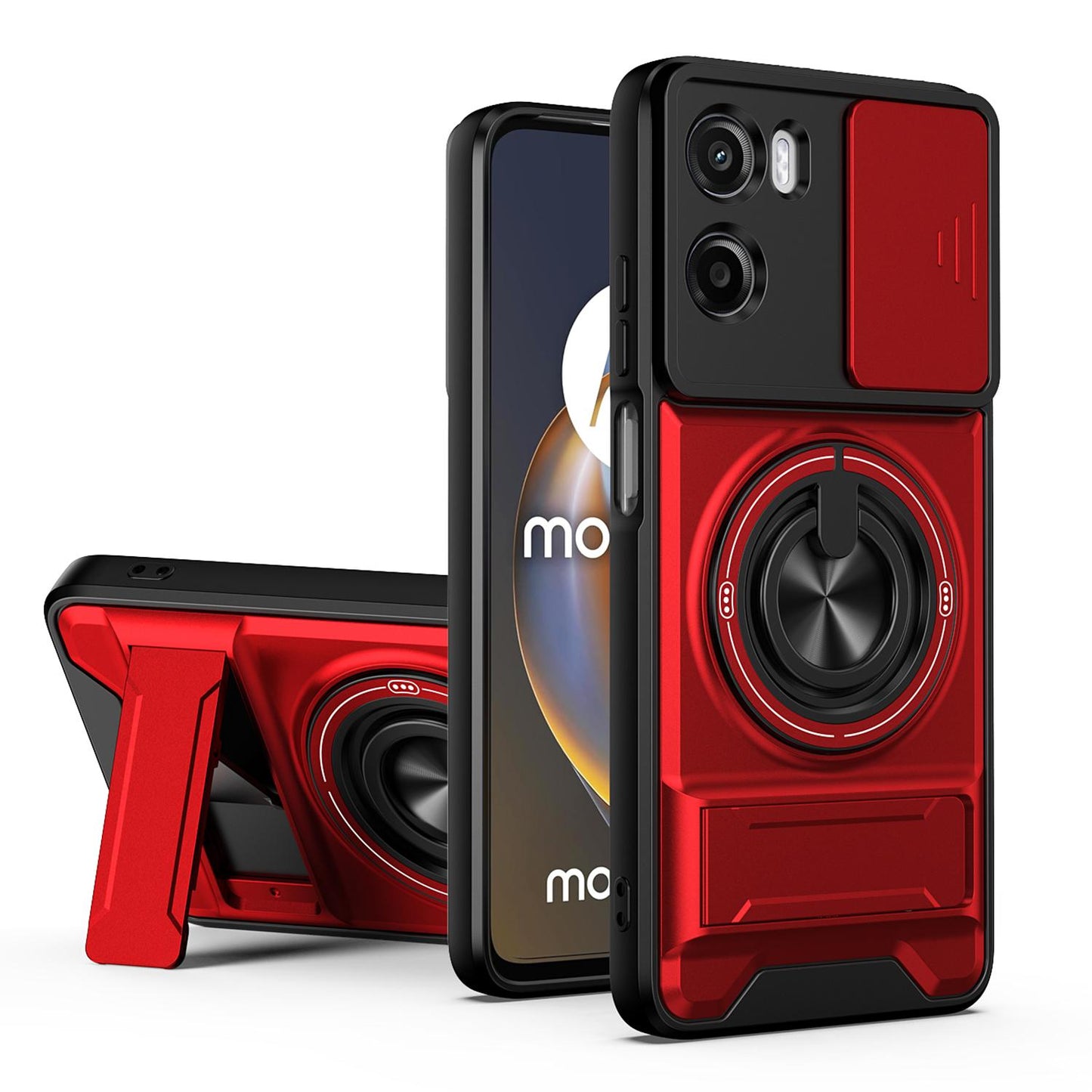Motorola Moto G05 4G Multifunctional Magnetic Shockproof Phone Case with Sliding Lens Window Stand Cover