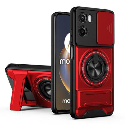 Motorola Moto G05 4G Multifunctional Magnetic Shockproof Phone Case with Sliding Lens Window Stand Cover