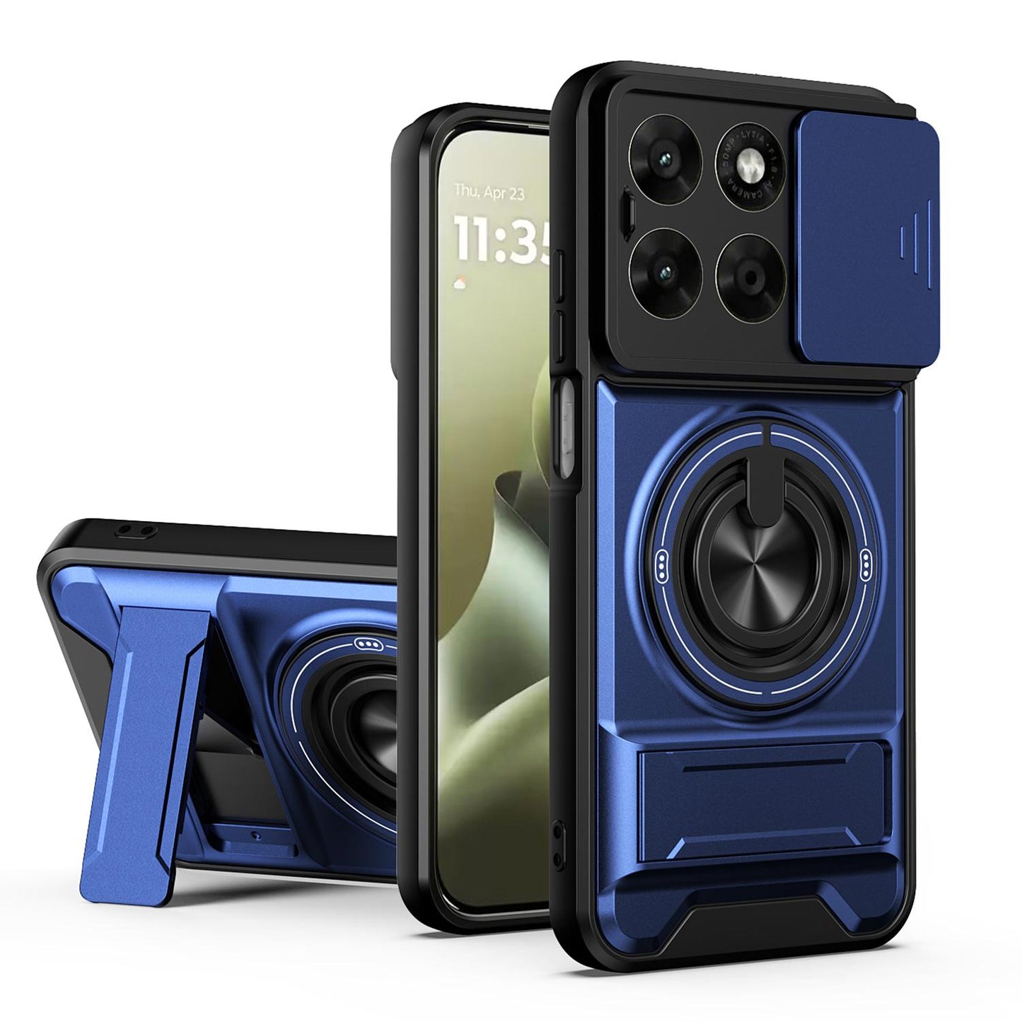 Motorola Moto G67 5G Multifunctional Magnetic Shockproof Phone Case with Sliding Lens Window Stand Cover