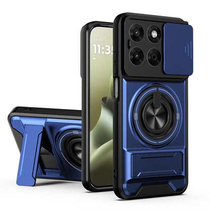 Motorola Moto G67 5G Multifunctional Magnetic Shockproof Phone Case with Sliding Lens Window Stand Cover