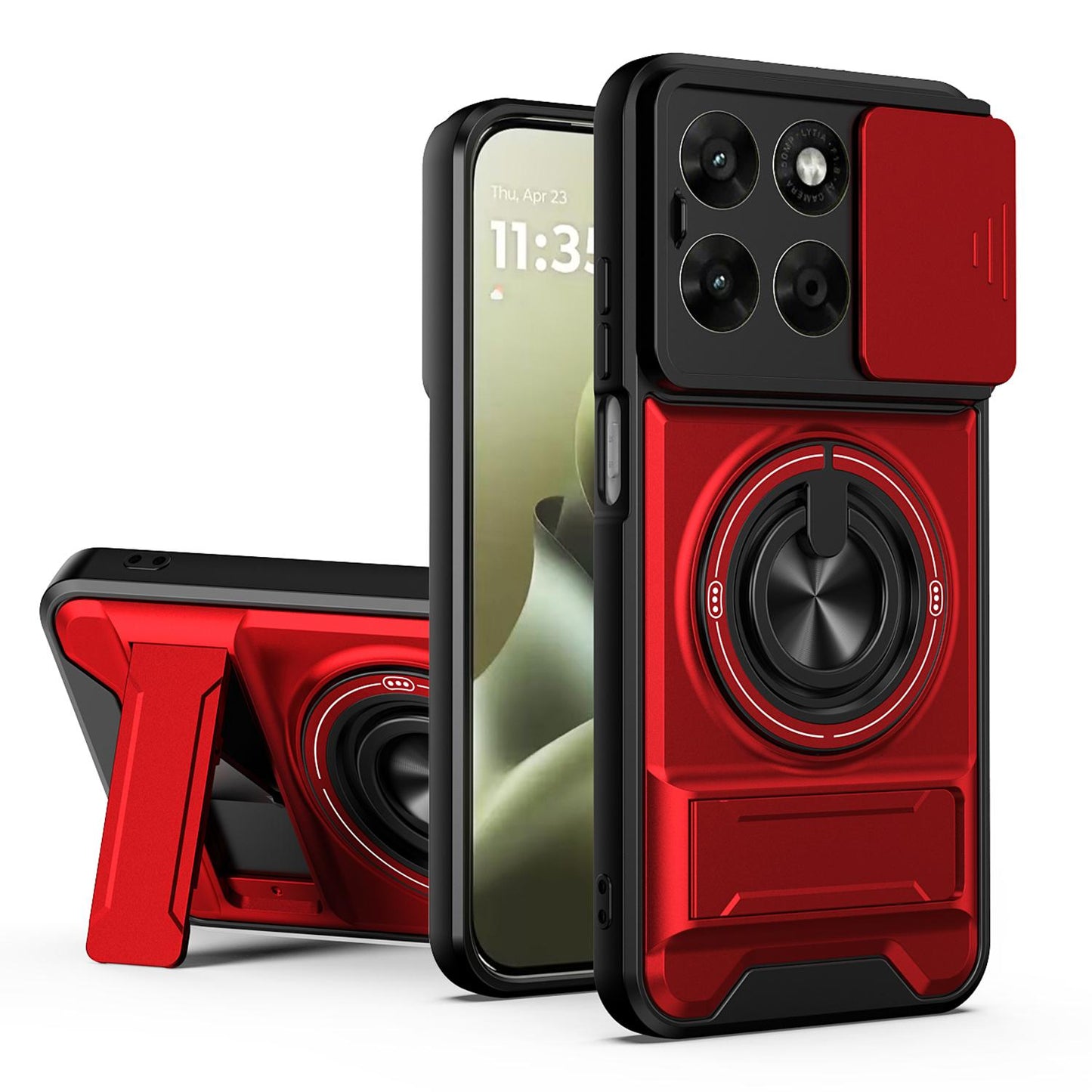 Motorola Moto G67 5G Multifunctional Magnetic Shockproof Phone Case with Sliding Lens Window Stand Cover