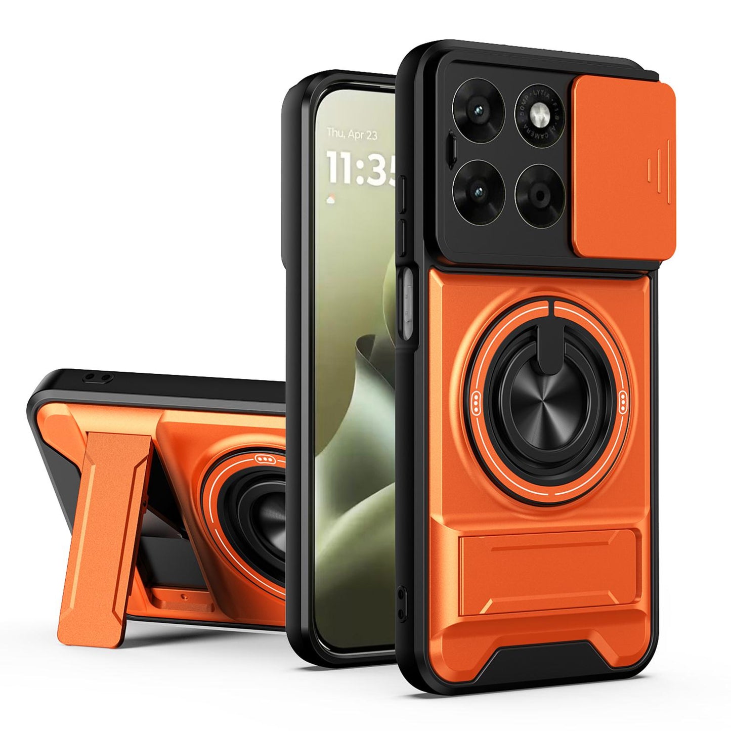 Motorola Moto G67 5G Multifunctional Magnetic Shockproof Phone Case with Sliding Lens Window Stand Cover