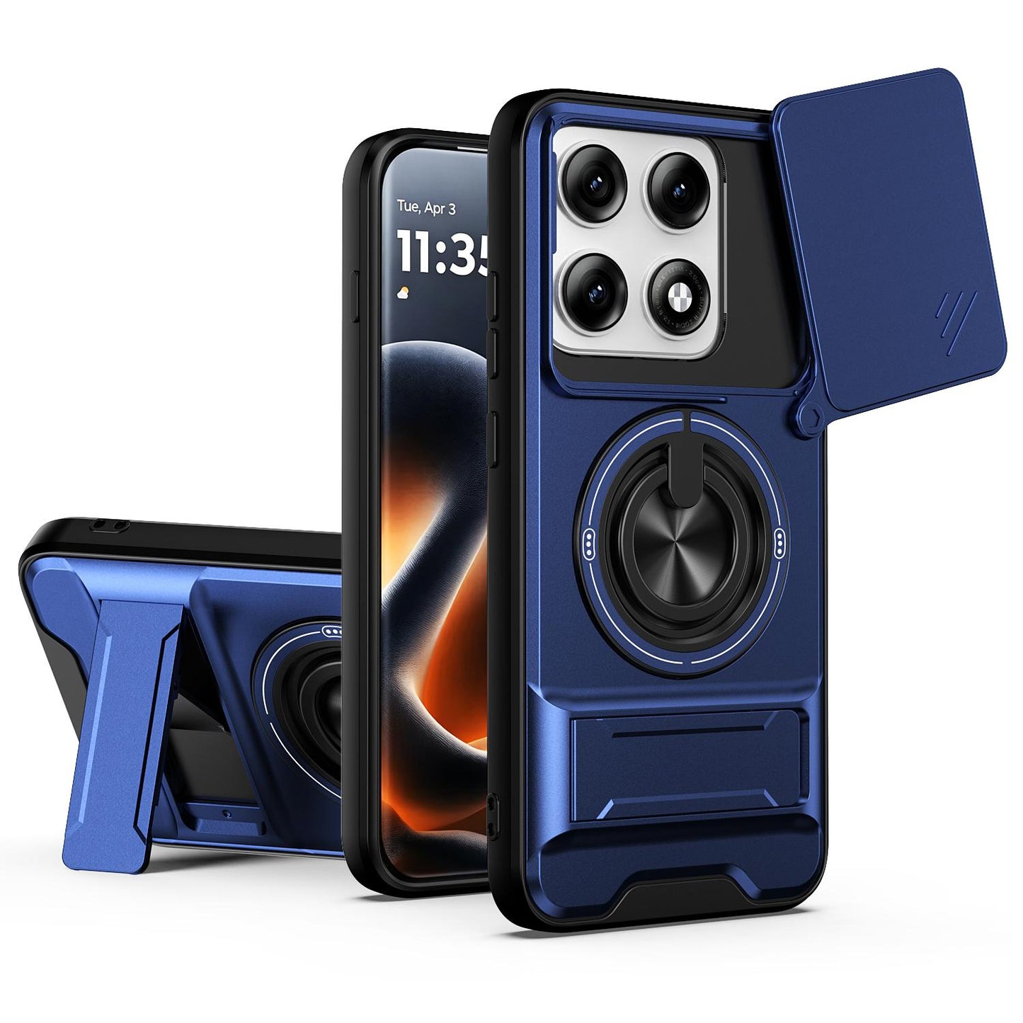 Motorola Edge 70 Pro Multifunctional Magnetic Shockproof Phone Case with Sliding Lens Window Stand Cover