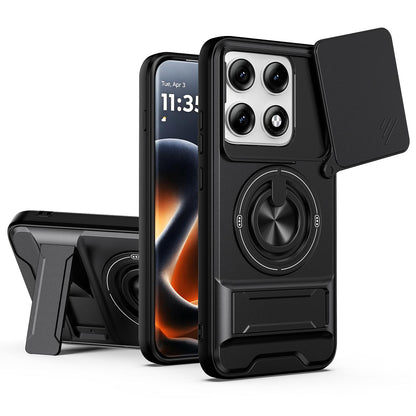 Motorola Edge 70 Pro+ 5G Multifunctional Magnetic Shockproof Phone Case with Sliding Lens Window Stand Cover