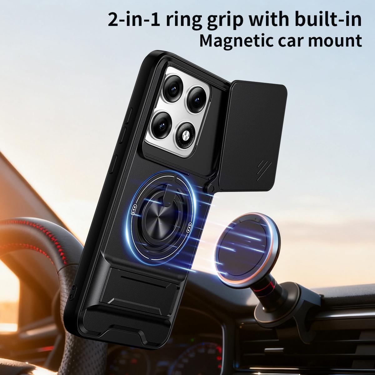 Motorola Edge 70 Pro Multifunctional Magnetic Shockproof Phone Case with Sliding Lens Window Stand Cover