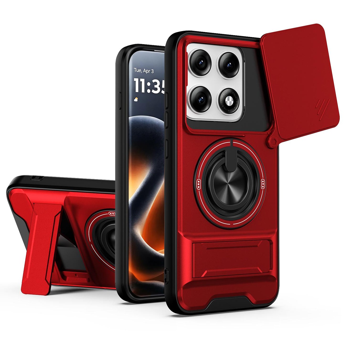 Motorola Edge 70 Pro+ 5G Multifunctional Magnetic Shockproof Phone Case with Sliding Lens Window Stand Cover