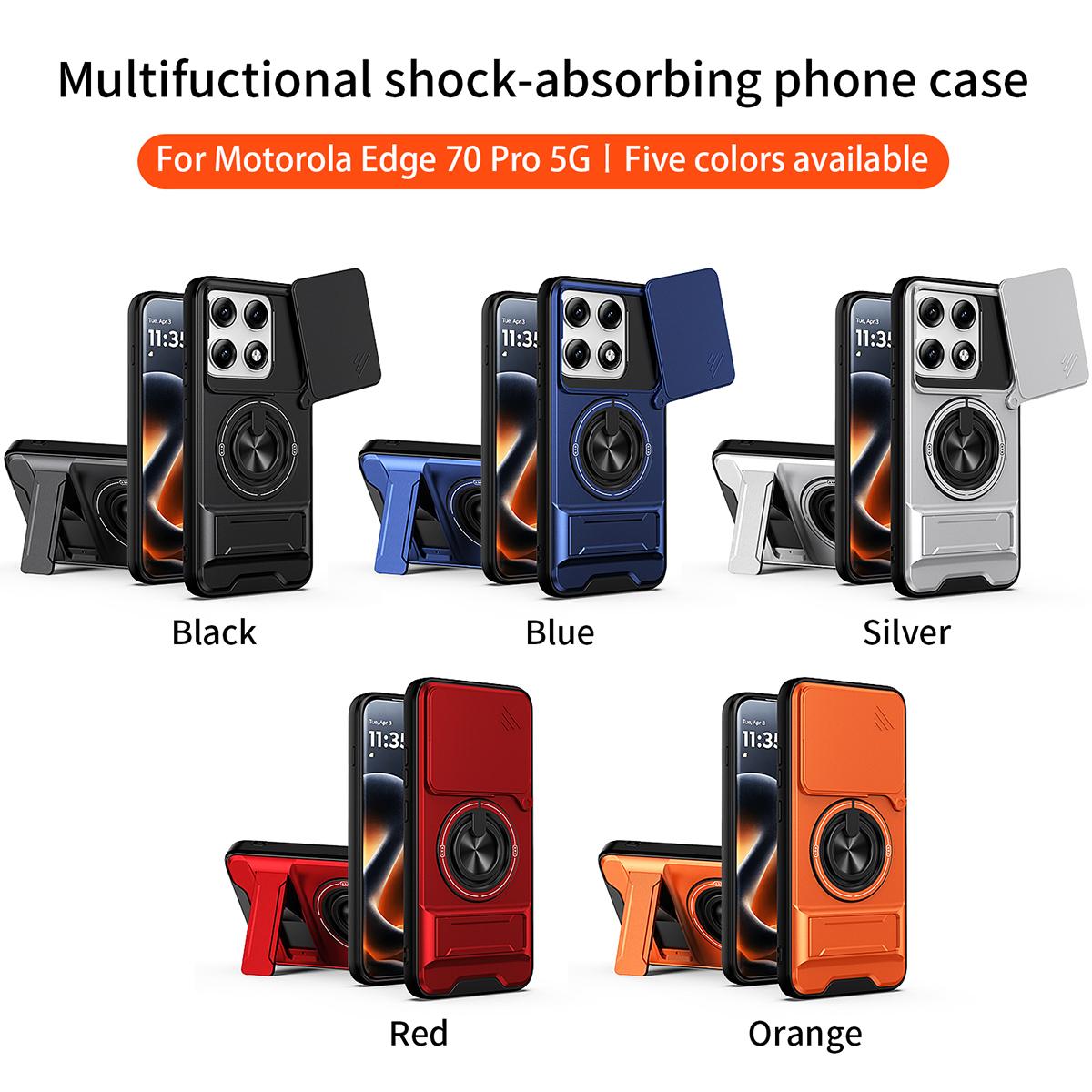 Motorola Edge 70 Pro Multifunctional Magnetic Shockproof Phone Case with Sliding Lens Window Stand Cover