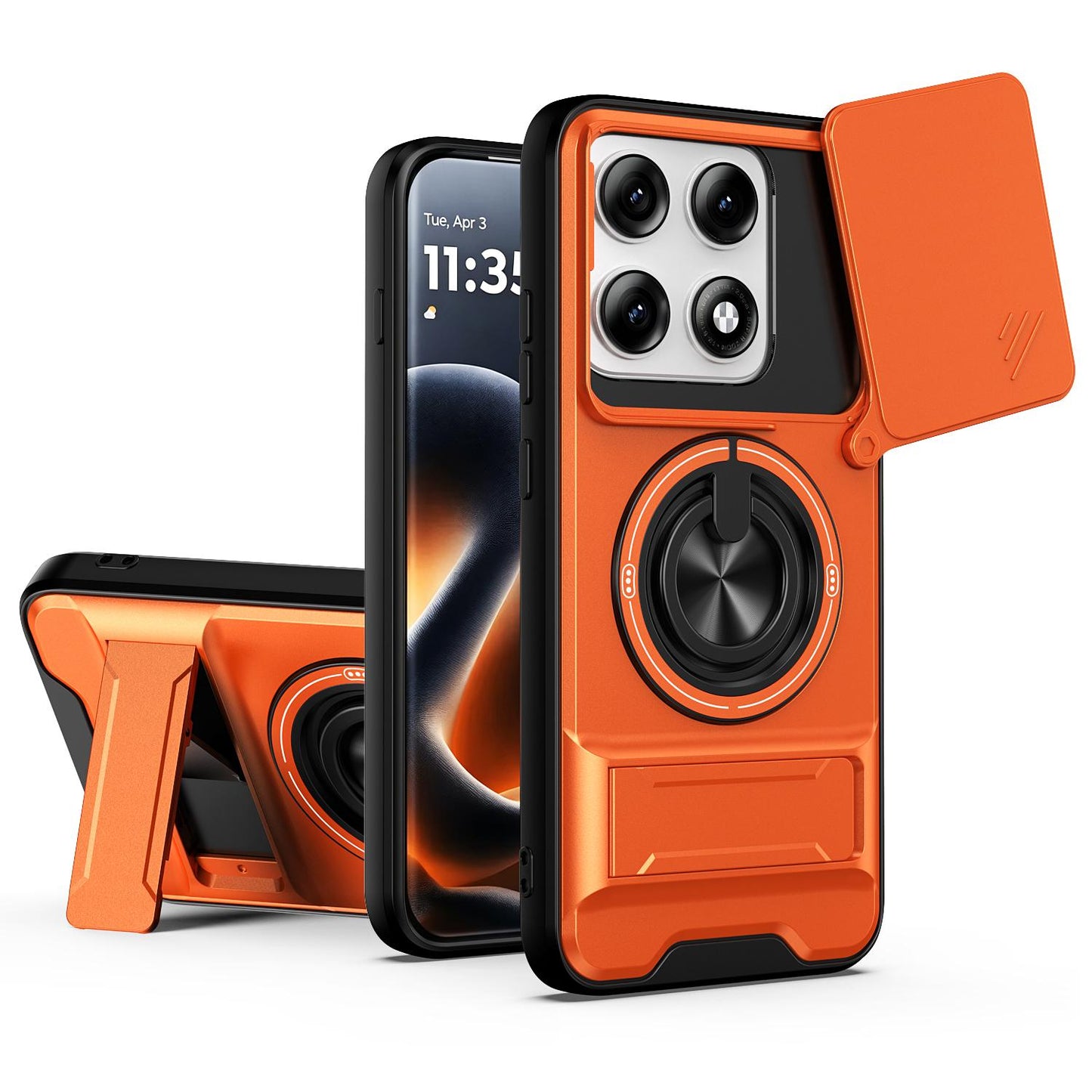 Motorola Edge 70 Pro Multifunctional Magnetic Shockproof Phone Case with Sliding Lens Window Stand Cover