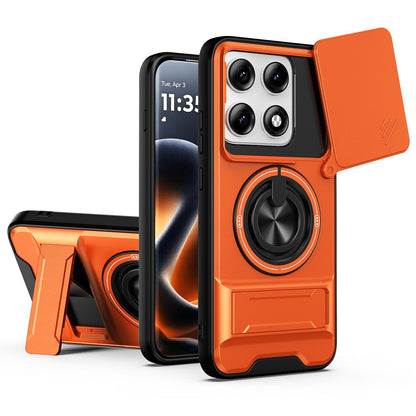 Motorola Edge 70 Pro Multifunctional Magnetic Shockproof Phone Case with Sliding Lens Window Stand Cover