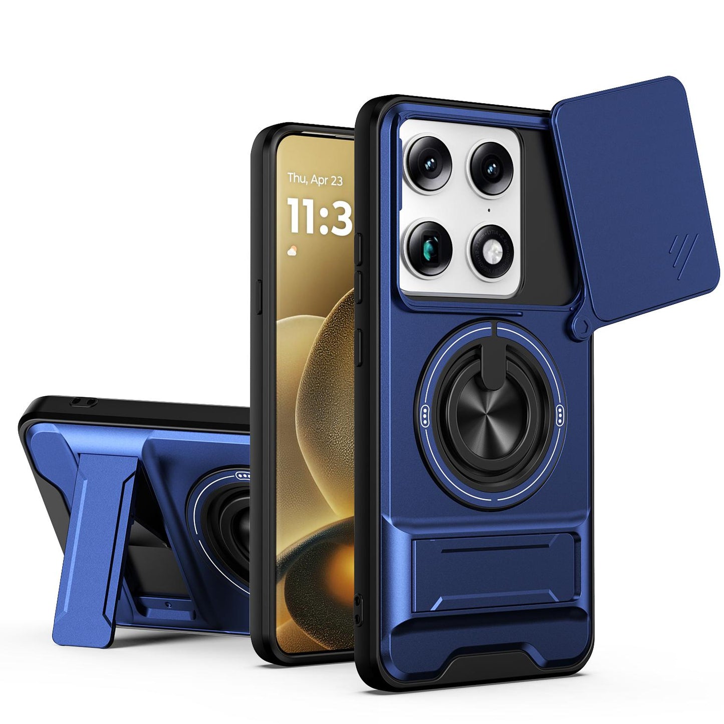 Motorola Signature 5G Multifunctional Magnetic Shockproof Phone Case with Sliding Lens Window Stand Cover