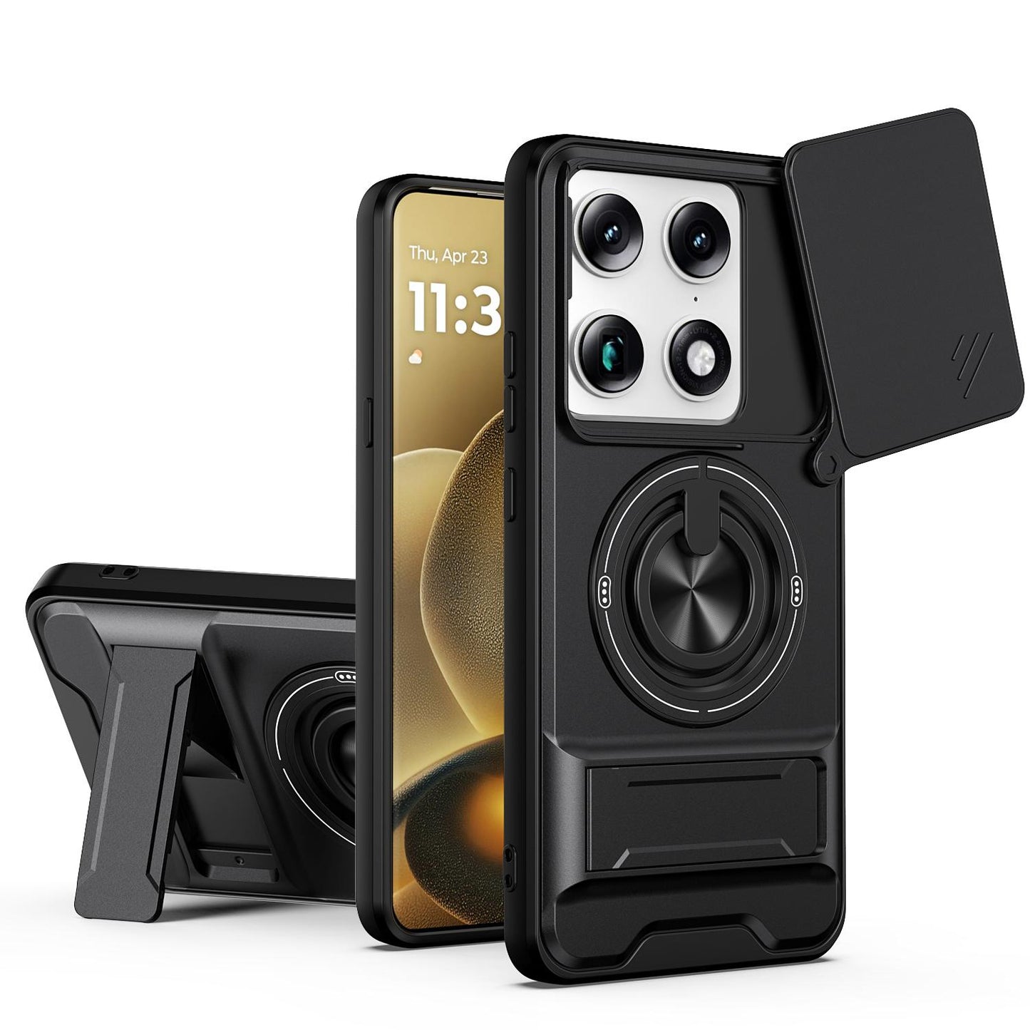 Motorola Signature 5G Multifunctional Magnetic Shockproof Phone Case with Sliding Lens Window Stand Cover