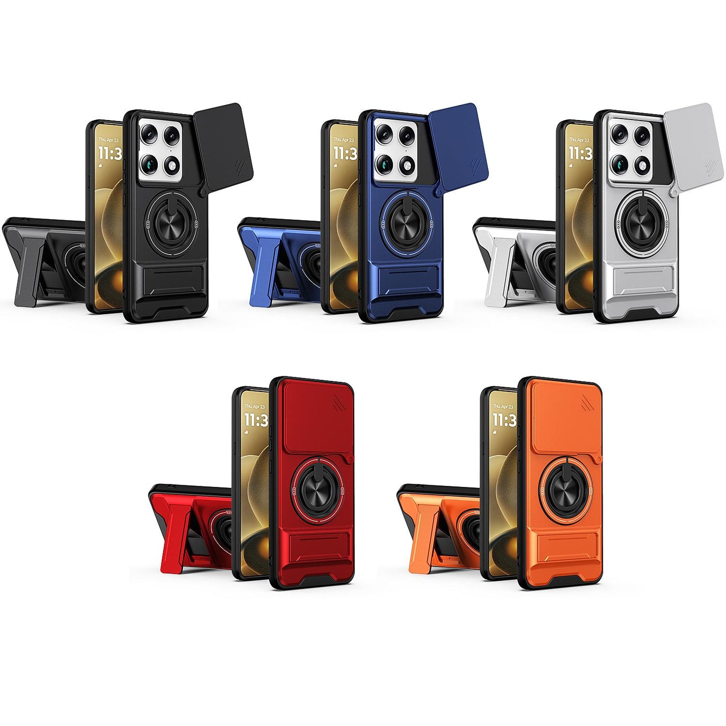 Motorola Signature 5G Multifunctional Magnetic Shockproof Phone Case with Sliding Lens Window Stand Cover