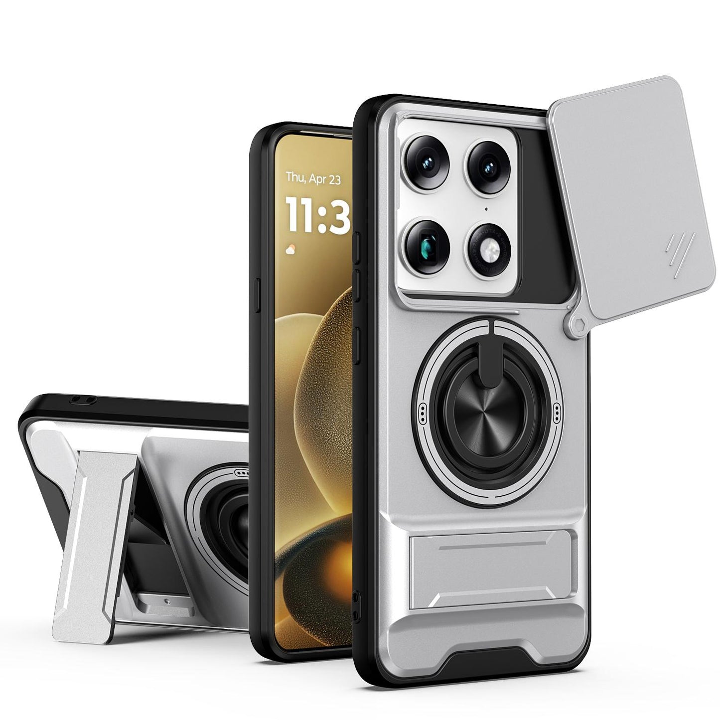 Motorola Signature 5G Multifunctional Magnetic Shockproof Phone Case with Sliding Lens Window Stand Cover