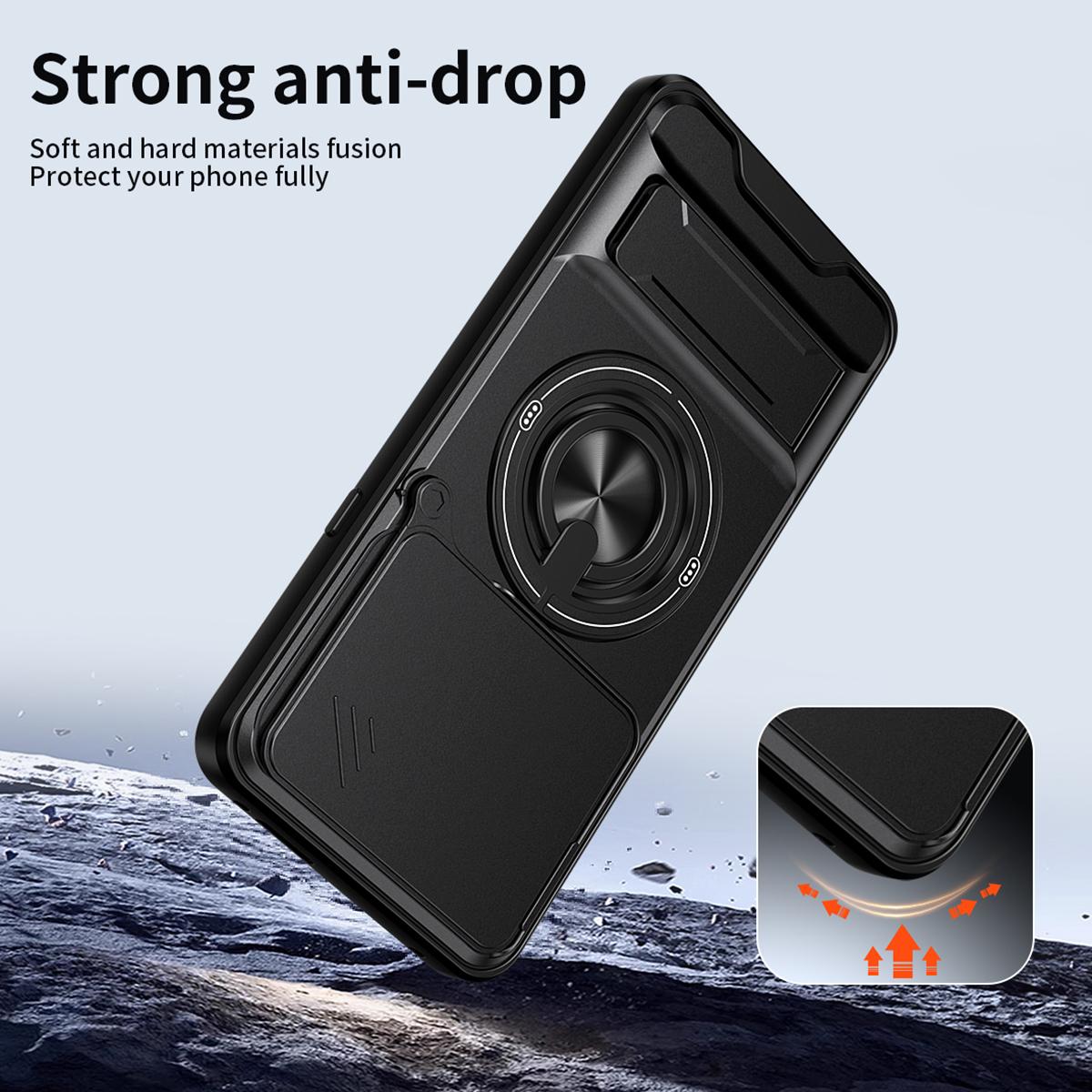 Motorola Signature 5G Multifunctional Magnetic Shockproof Phone Case with Sliding Lens Window Stand Cover