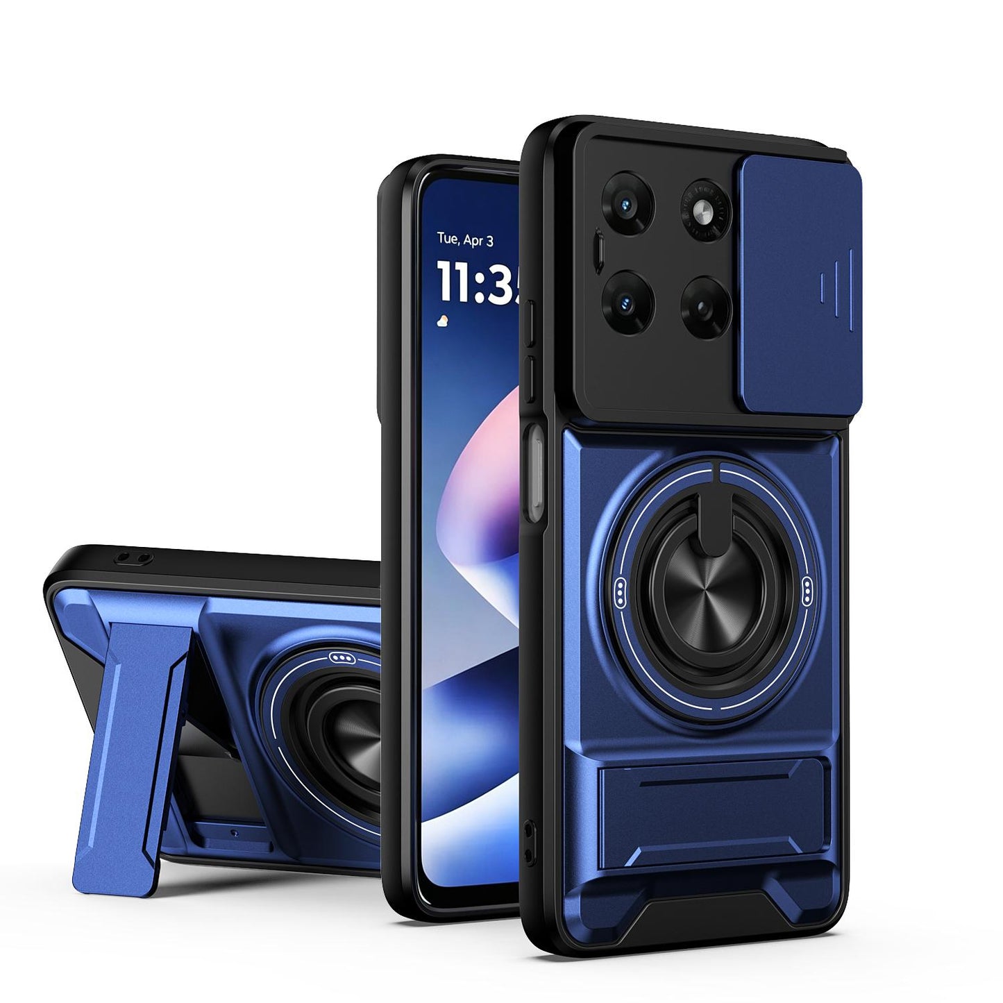 Motorola Moto G37 5G Multifunctional Magnetic Shockproof Phone Case with Sliding Lens Window Stand Cover