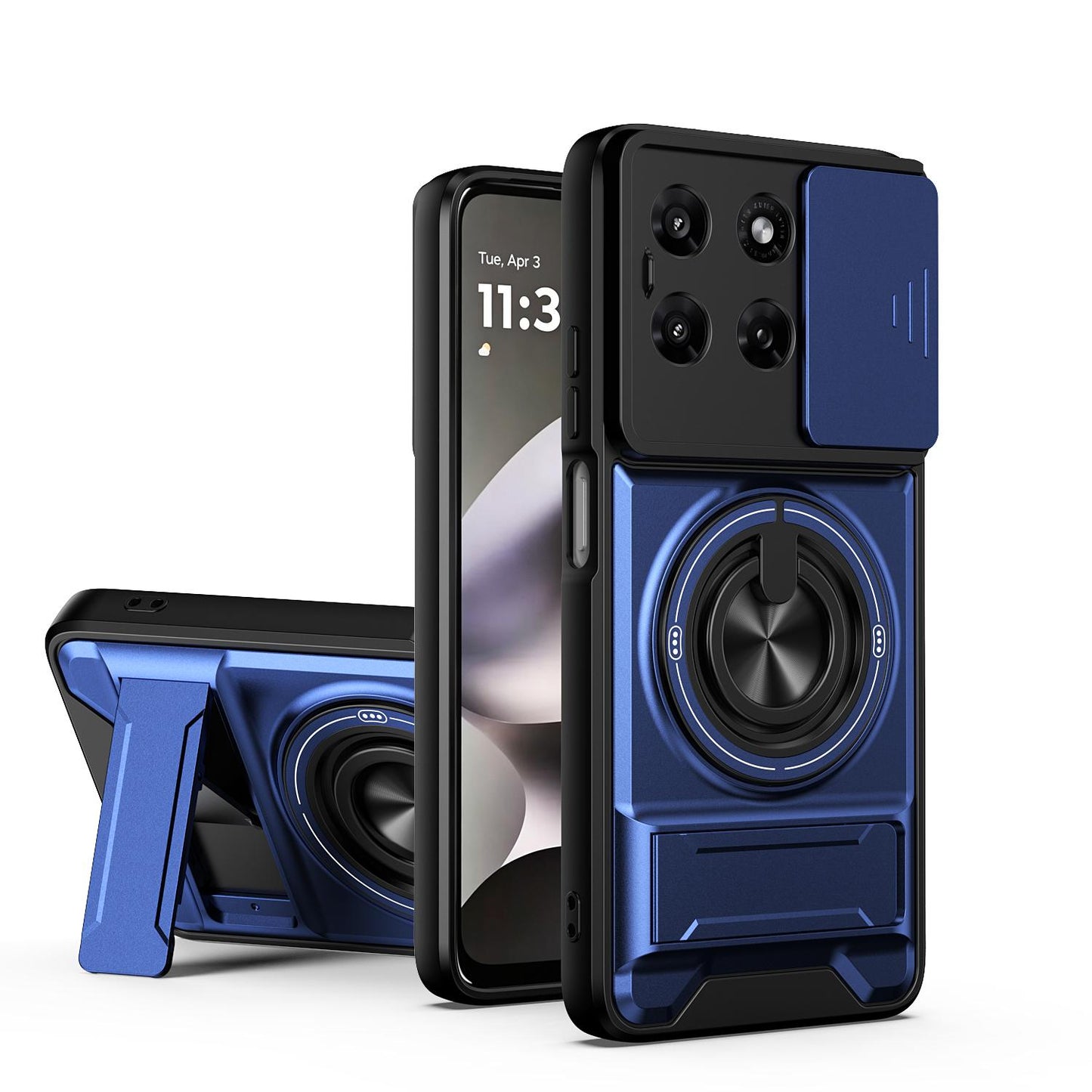 Motorola Moto G37 Power 5G Multifunctional Magnetic Shockproof Phone Case with Sliding Lens Window Stand Cover