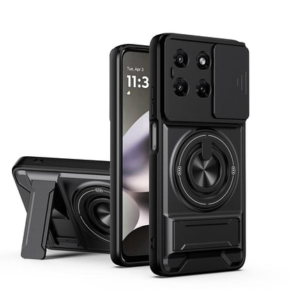 Motorola Moto G37 Power 5G Multifunctional Magnetic Shockproof Phone Case with Sliding Lens Window Stand Cover