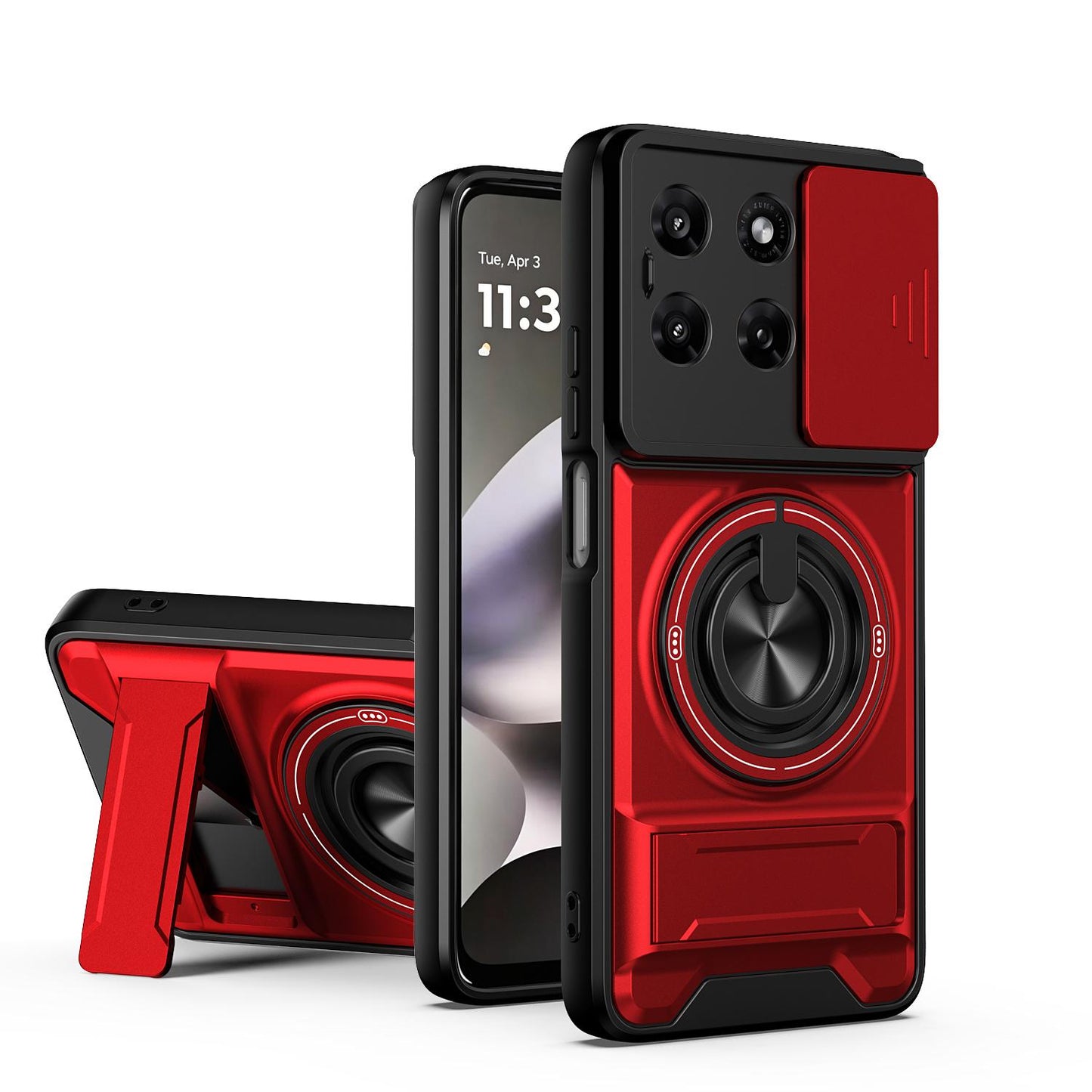 Motorola Moto G37 Power 5G Multifunctional Magnetic Shockproof Phone Case with Sliding Lens Window Stand Cover