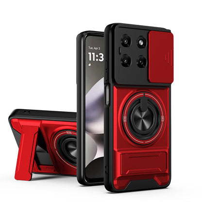 Motorola Moto G37 Power 5G Multifunctional Magnetic Shockproof Phone Case with Sliding Lens Window Stand Cover