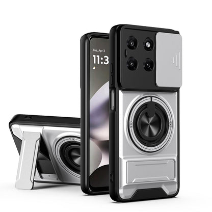 Motorola Moto G37 Power 5G Multifunctional Magnetic Shockproof Phone Case with Sliding Lens Window Stand Cover