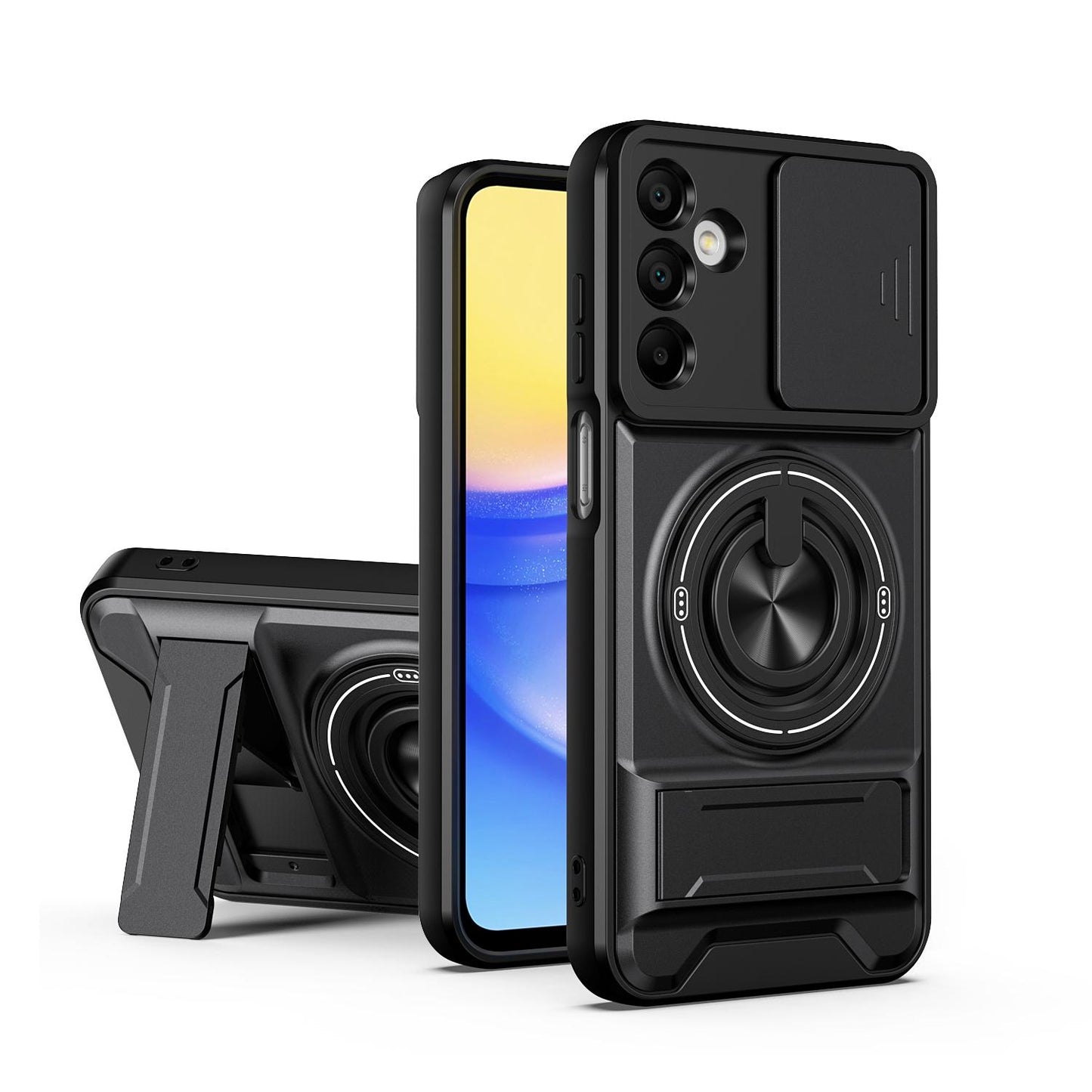 Samsung Galaxy A15 5G Multifunctional Magnetic Shockproof Phone Case with Sliding Lens Window Stand Cover