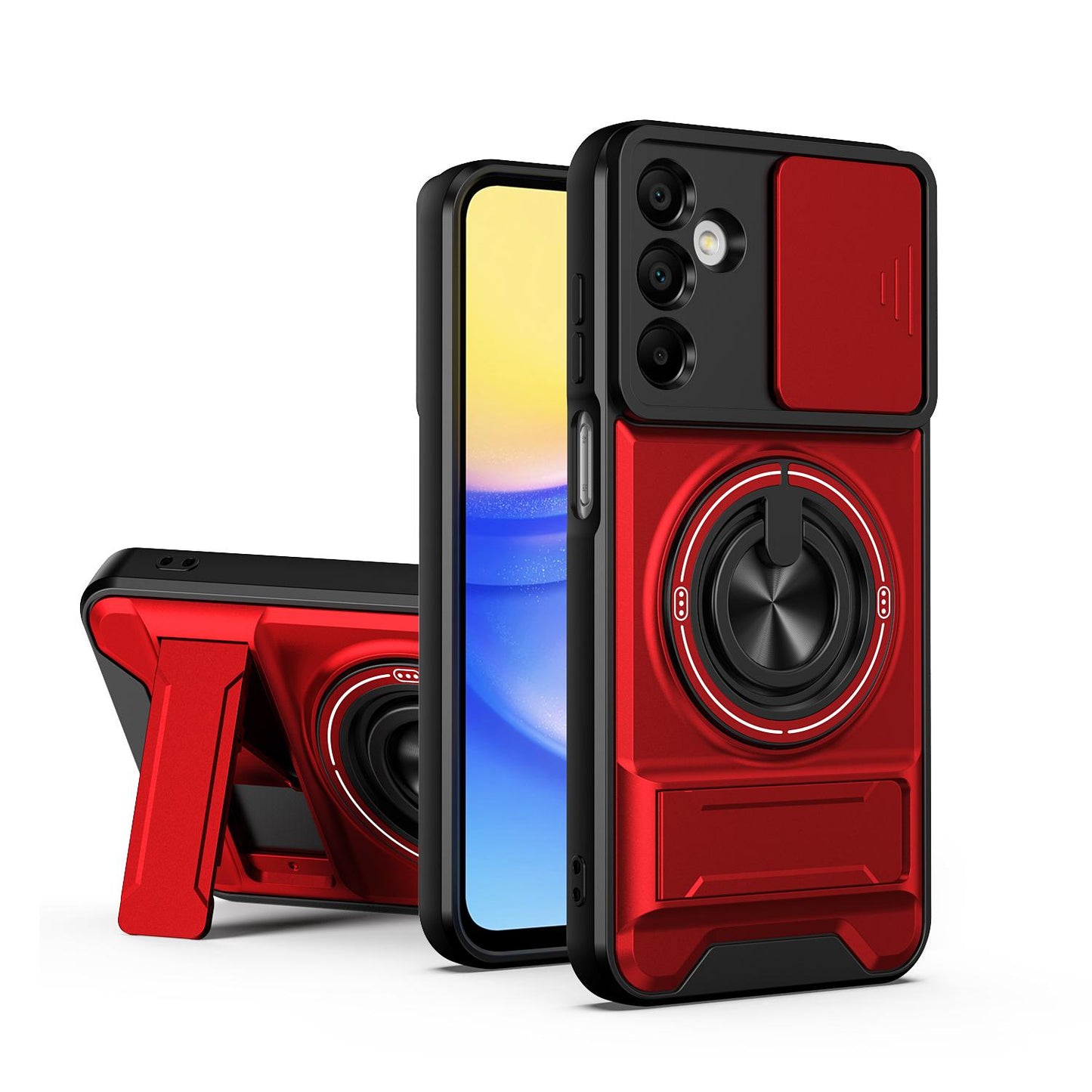 Samsung Galaxy A15 5G Multifunctional Magnetic Shockproof Phone Case with Sliding Lens Window Stand Cover