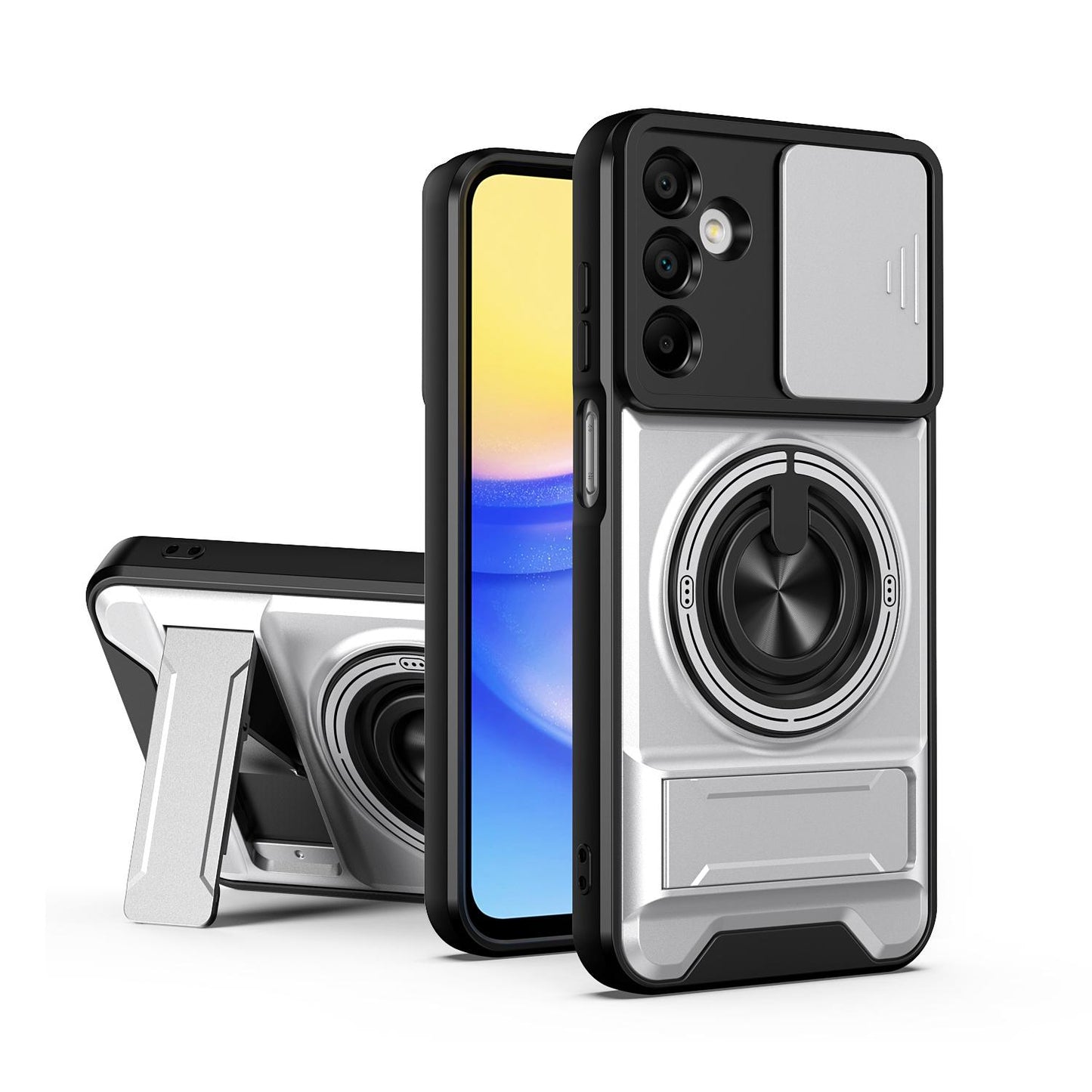 Samsung Galaxy A15 5G Multifunctional Magnetic Shockproof Phone Case with Sliding Lens Window Stand Cover