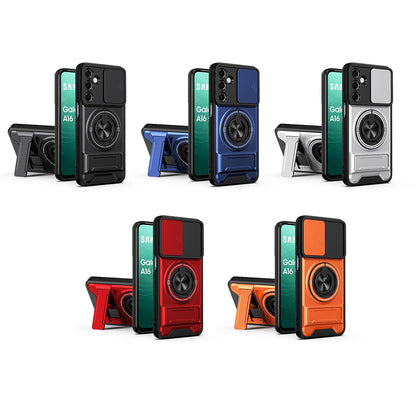 Samsung Galaxy A16 5G Multifunctional Magnetic Shockproof Phone Case with Sliding Lens Window Stand Cover