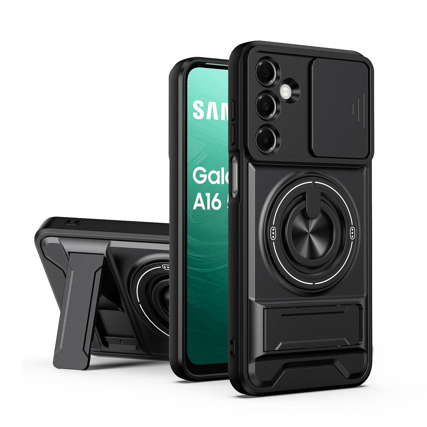 Samsung Galaxy A16 5G Multifunctional Magnetic Shockproof Phone Case with Sliding Lens Window Stand Cover
