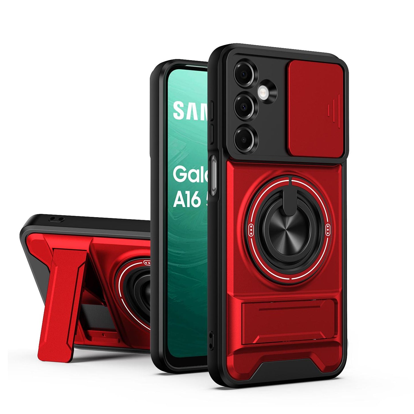 Samsung Galaxy A16 5G Multifunctional Magnetic Shockproof Phone Case with Sliding Lens Window Stand Cover