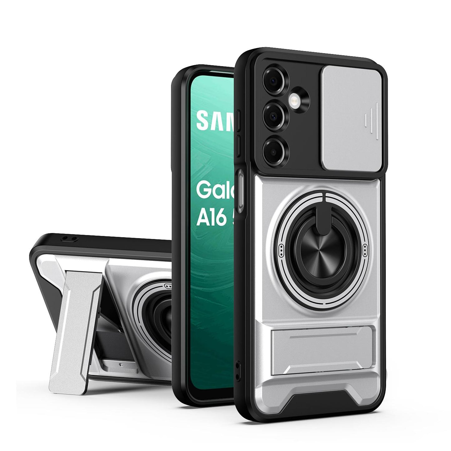 Samsung Galaxy A16 5G Multifunctional Magnetic Shockproof Phone Case with Sliding Lens Window Stand Cover