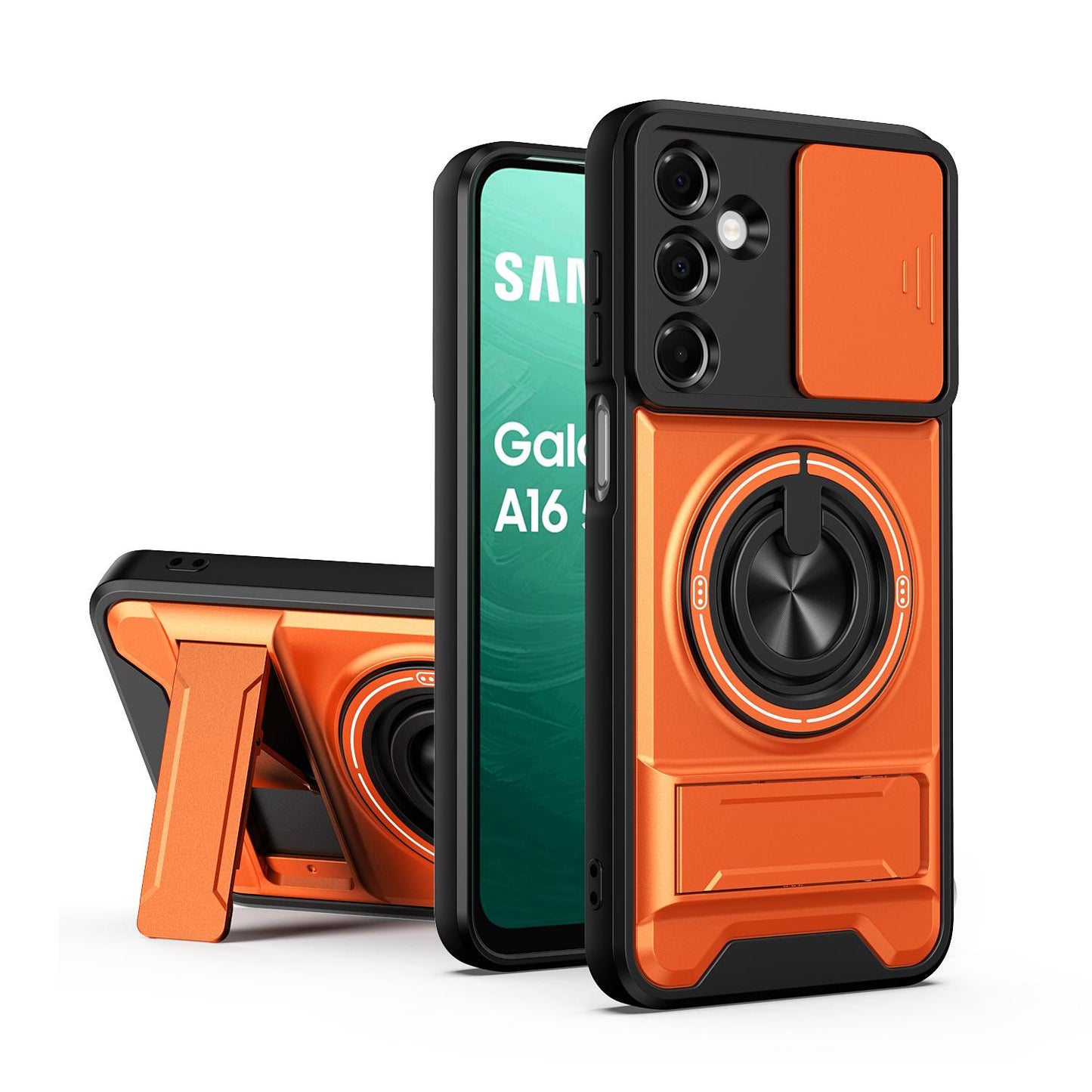 Samsung Galaxy A16 5G Multifunctional Magnetic Shockproof Phone Case with Sliding Lens Window Stand Cover
