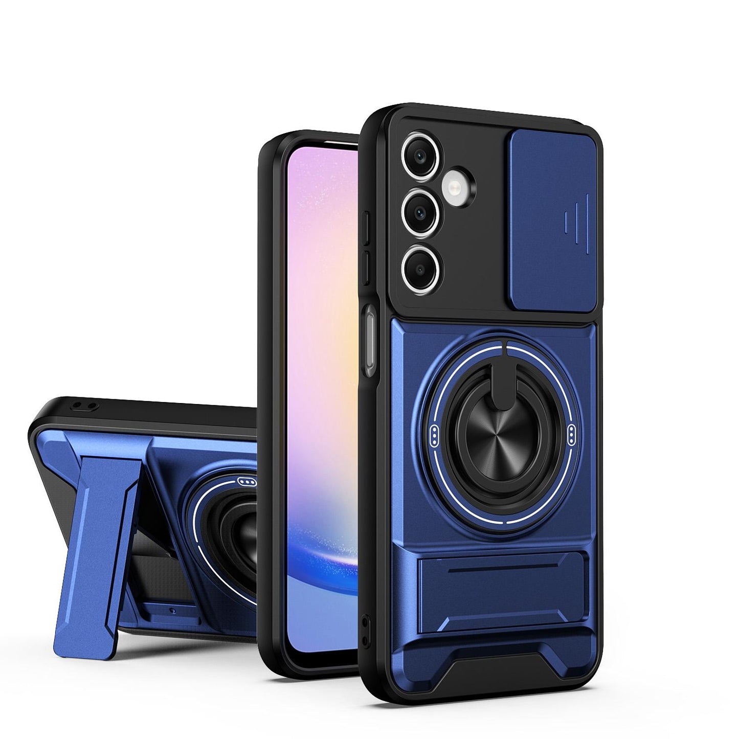 Samsung Galaxy A25 5G Multifunctional Magnetic Shockproof Phone Case with Sliding Lens Window Stand Cover