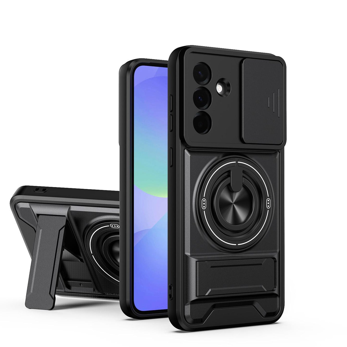 Samsung Galaxy A36 5G Multifunctional Magnetic Shockproof Phone Case with Sliding Lens Window Stand Cover